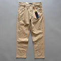 Men's straight leg cotton casual trousers in grey, army green, or khaki colour on a mid waist.