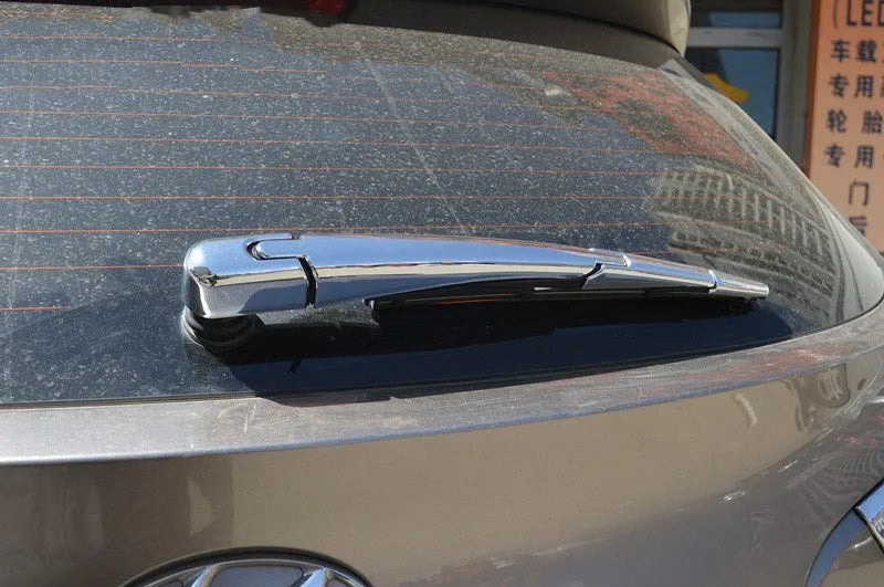 Four silvery ABS plastic rear window wiper cover trims for 2010 Hyundai vehicles