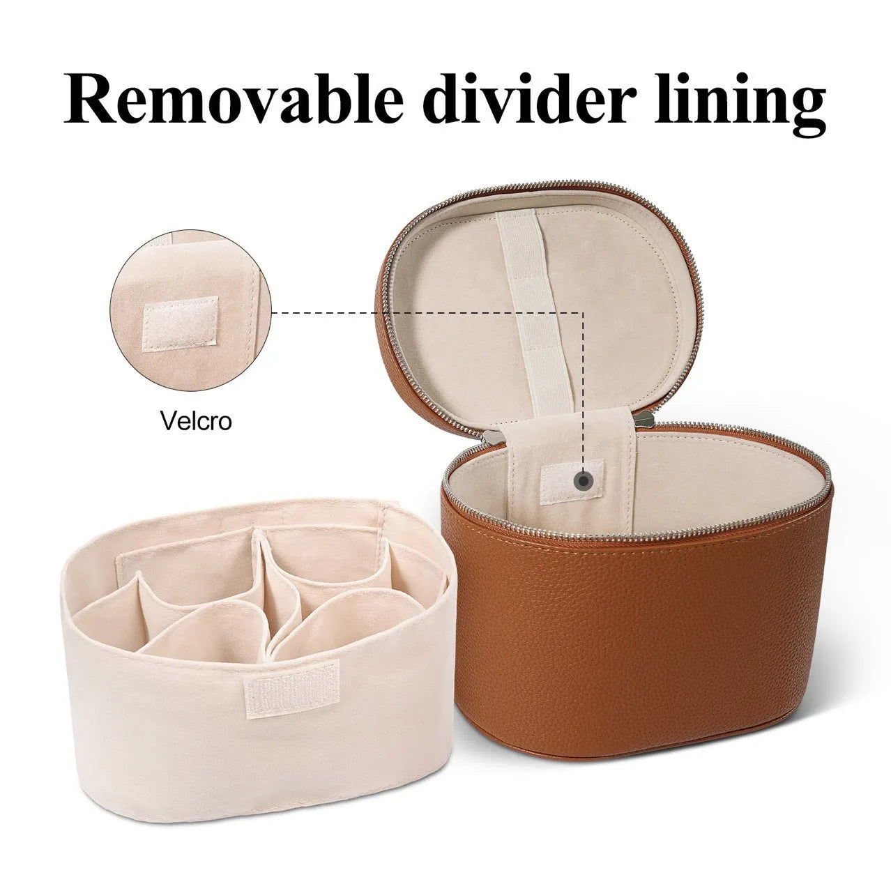 Removable elastic band cosmetic bag in black, portable travel stereo design with PU material