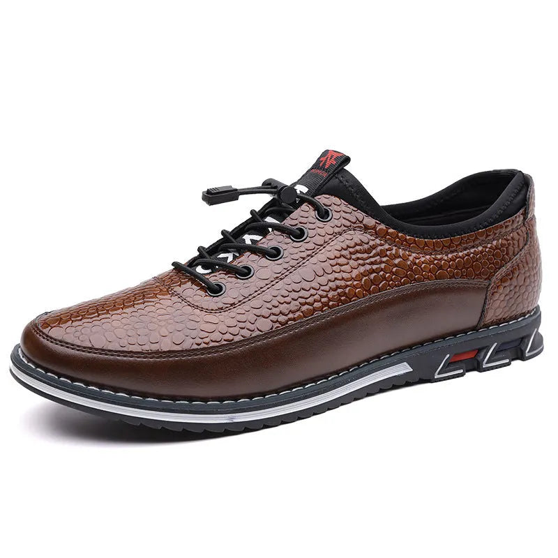 Men's fashion casual one pedal loafer in black artificial PU with rubber sole and flat heel