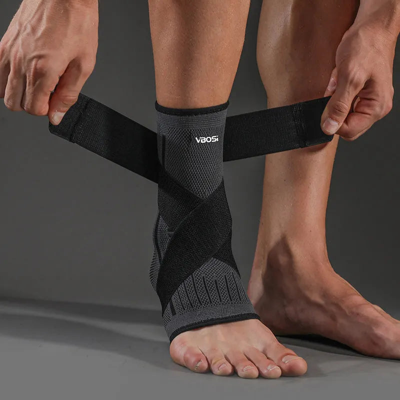 Ankle support sports pressure brace in black for basketball and running, single pack size M