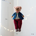 Cartoon-style plush bear doll couple set with princess and gentleman bears wearing cloth cotton plaid outfits