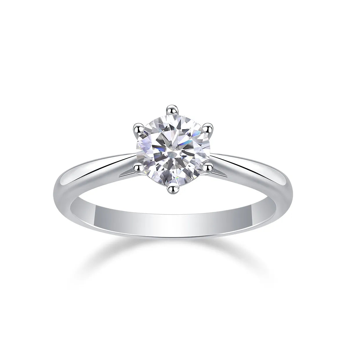 Wedding ring set with 1 carat moissanite in platinum-plated S925 silver, shown with gift box and GRA certificate
