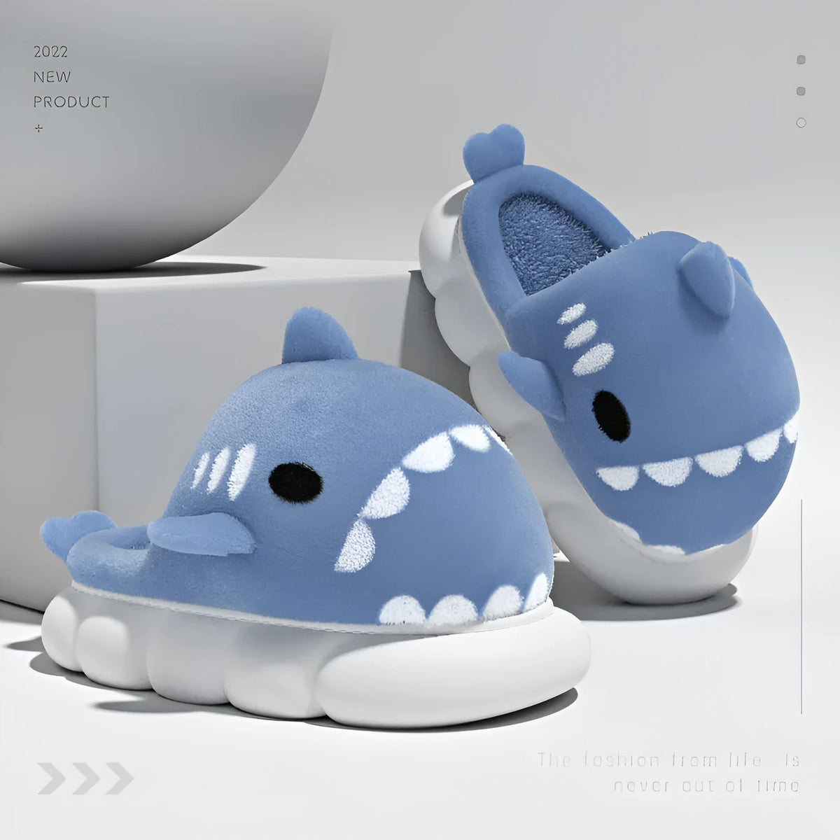 Shark slippers warm winter house shoes suede anti-skid indoor footwear with embroidery, available in multiple colours