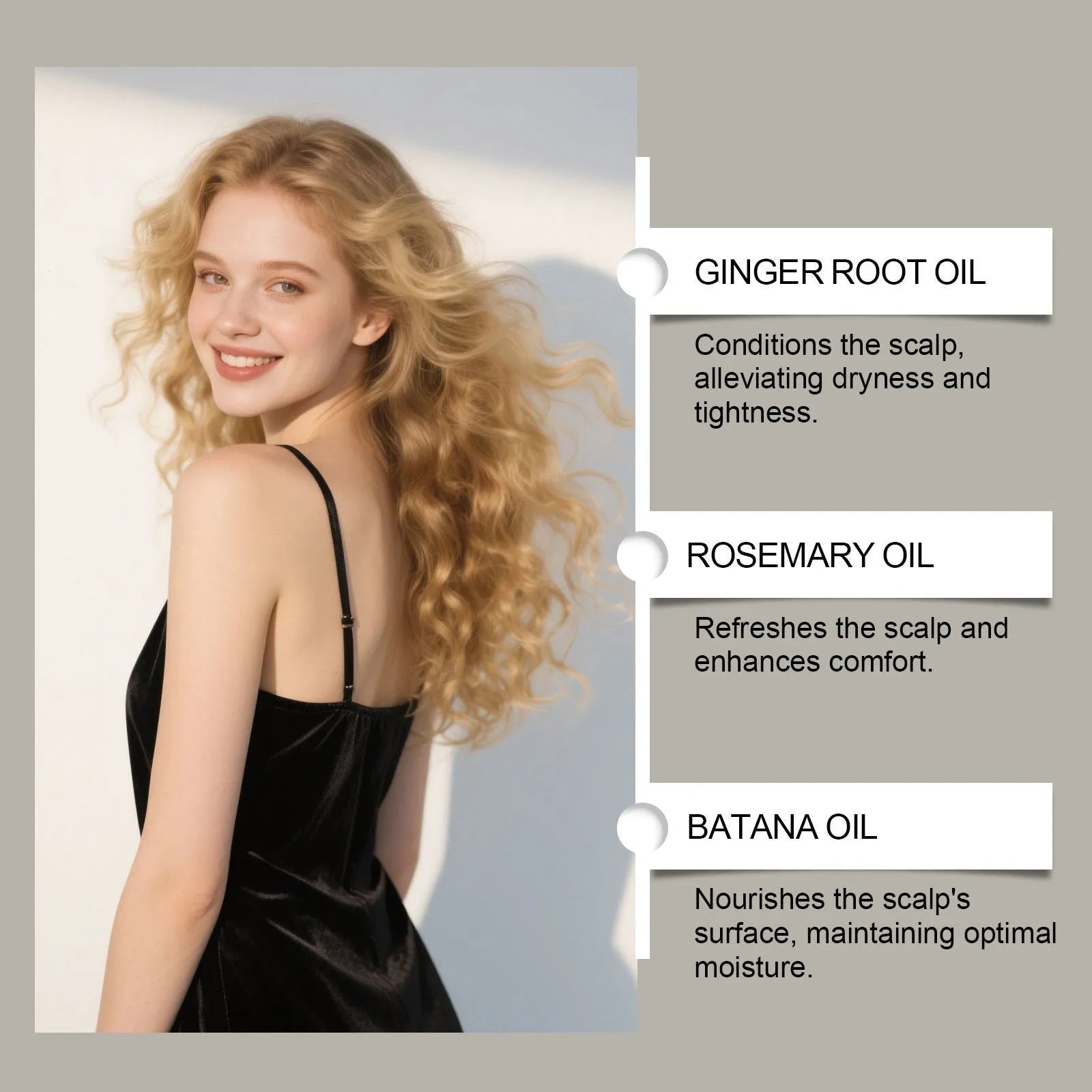120ml bottle of Platthana Secret Hair Essential Oil with ginger, Platthana and rosemary oils