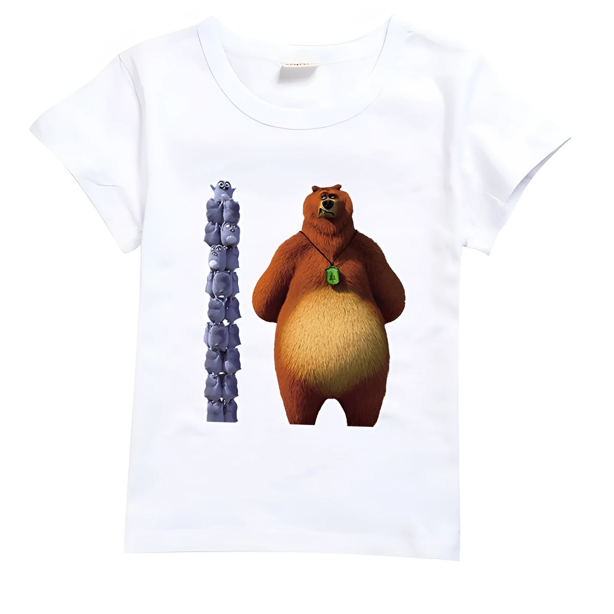 Children's cartoon print cotton short sleeve top in white, yellow, red and more, sizes 100-170cm