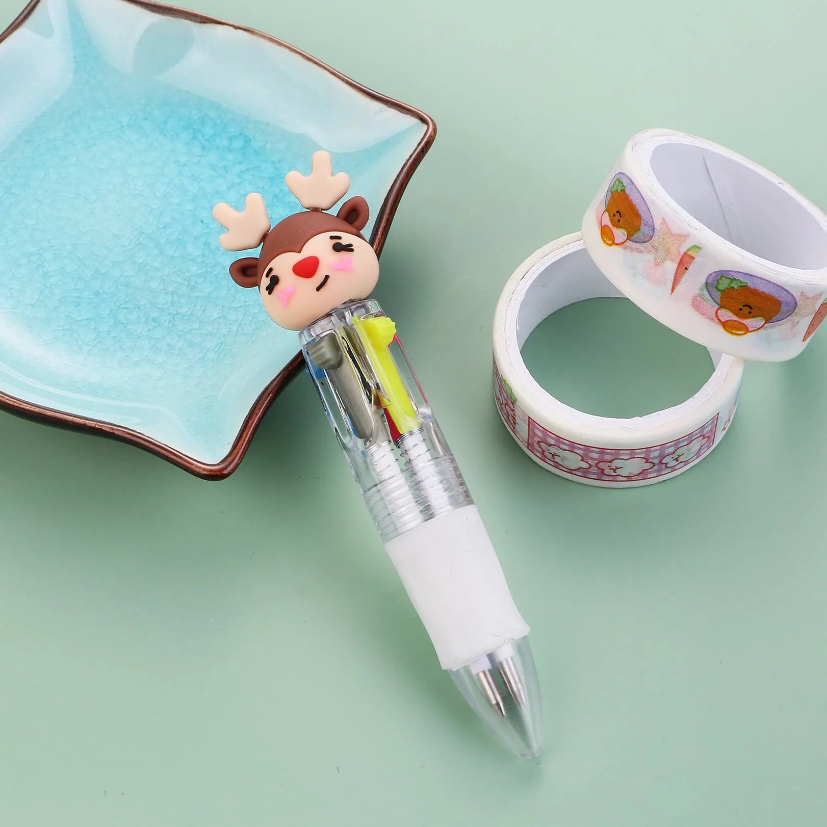 11cm Christmas four-colour ballpoint pen with press button and festive designs