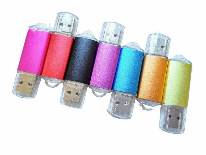Software encryption USB dongle with metal shell in seven colour options on black background
