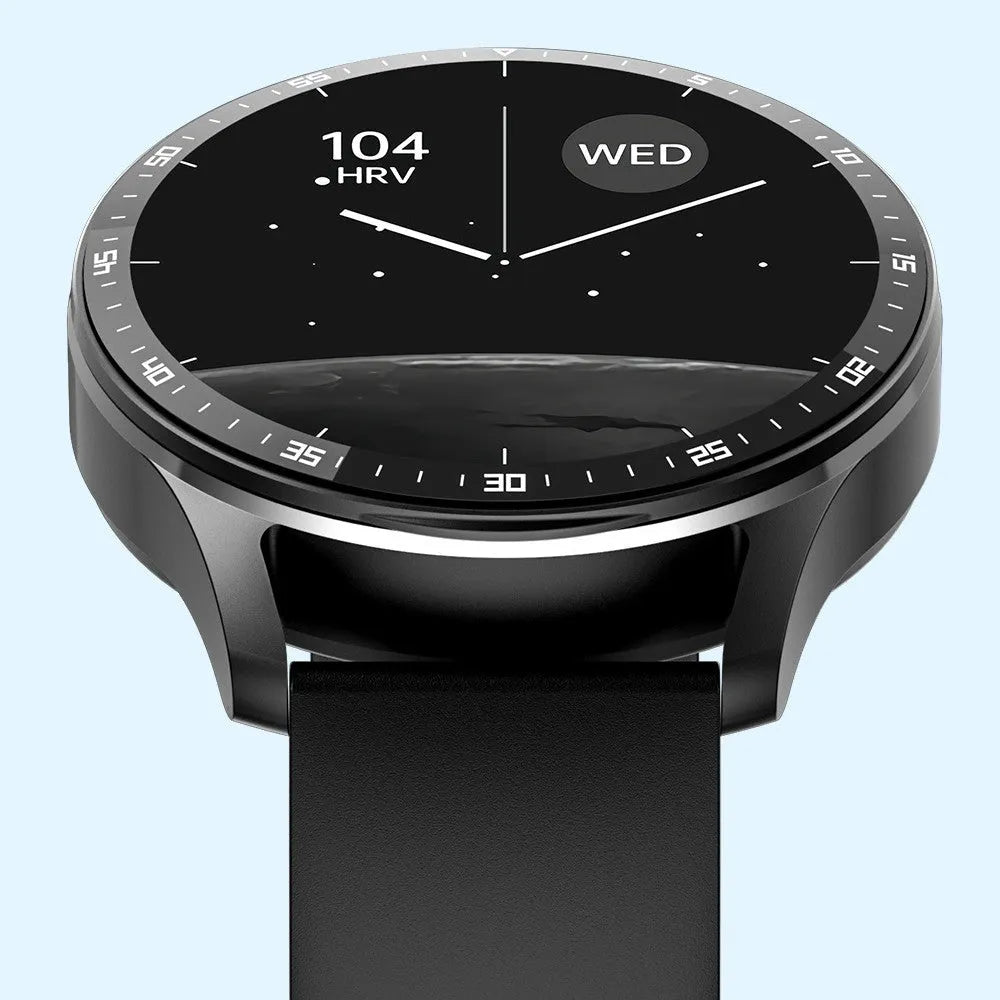 Black X7 smartwatch with integrated TWS earphones on a wrist, showing its 1.32-inch touchscreen and zinc alloy case.