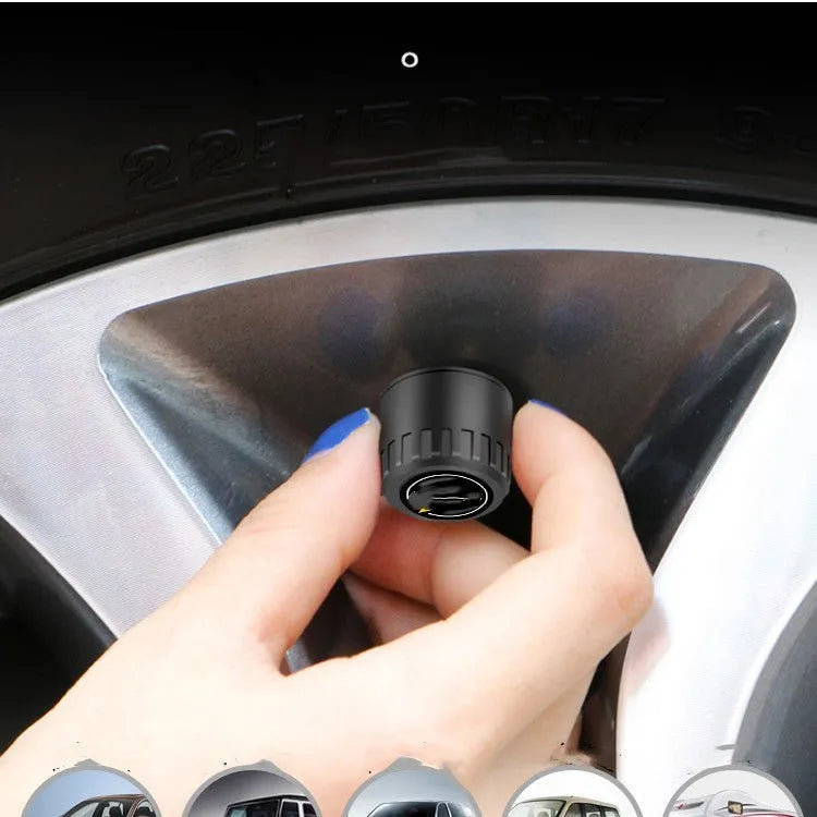 Bluetooth 5.0 automotive tire pressure monitoring system with four black external sensors