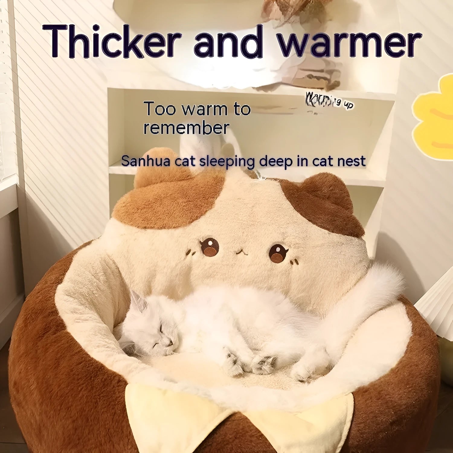 Cat nest winter pet bed medium three flowers hug warm deep sleep nest polyester PP cotton