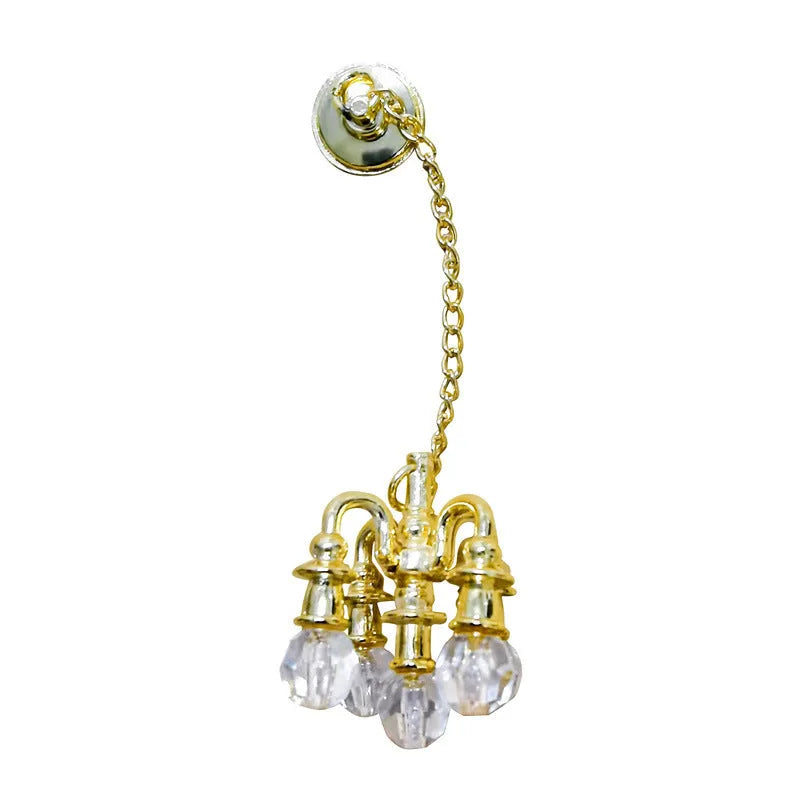 Mini gold and silver metal retro ceiling light photo prop decorations measuring 5x2cm