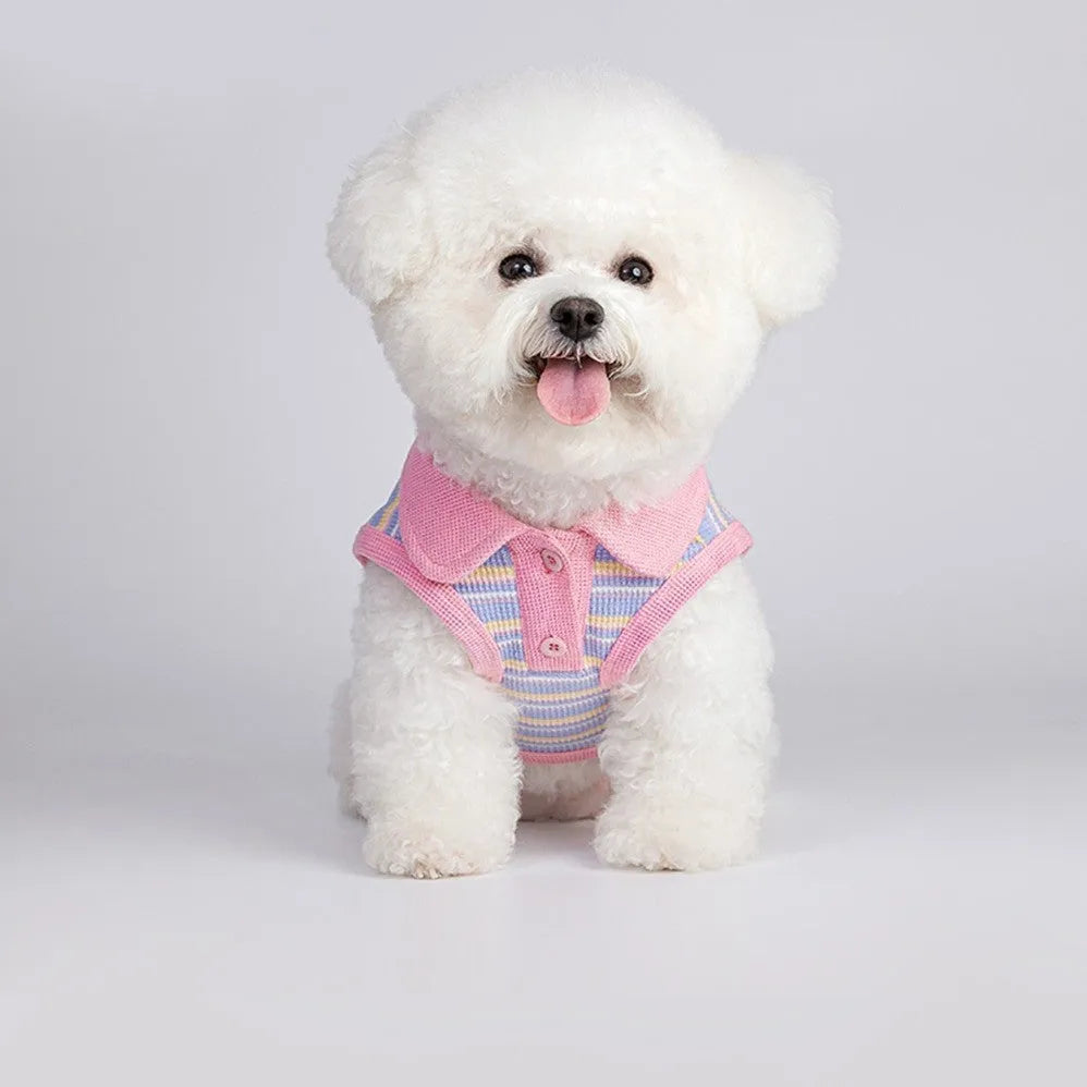 Pink purple dog vest for autumn wear with size options from XXS to XXL for dogs 1.50kg to 14.00kg