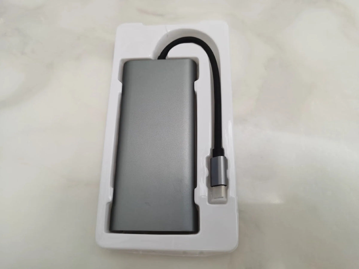 11-in-1 USB-C hub docking station with HDMI, VGA, audio, RJ45, USB 3.0, SD, TF, and PD ports