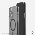 Magnetic phone case for iPhone 13 14 15 drop-resistant striped PC hard shell with anti-slip bars black