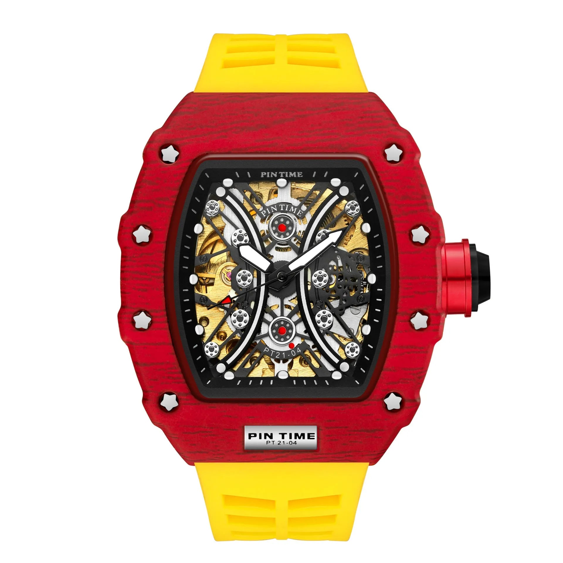 Automatic mechanical men's watch with calendar, 37mm dial, silicone strap, and stainless steel buckle