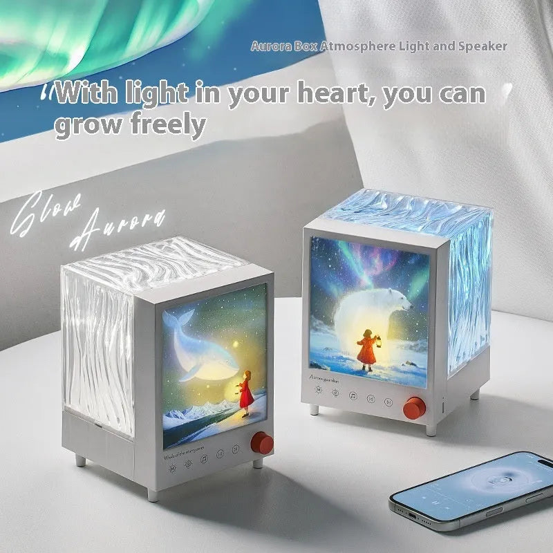 Aurora treasure box atmosphere projection lamp with Star Sea Whale light theme and Bluetooth speaker.