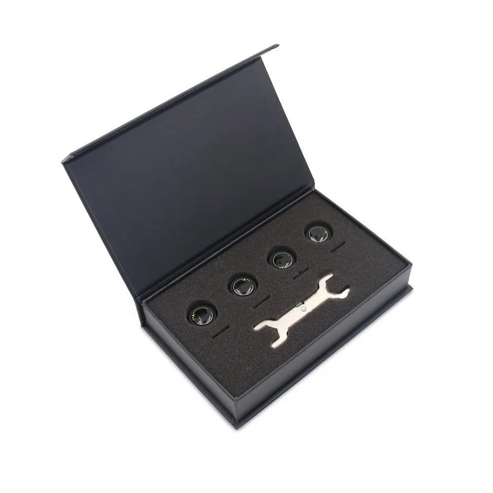 Bluetooth 5.0 automotive tire pressure monitoring system with four black external sensors