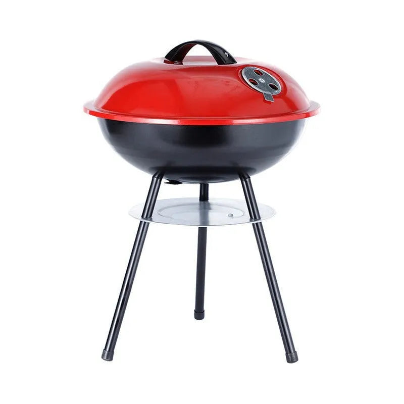 Portable 14-inch iron barbecue oven grill with apple stove design for garden cooking.