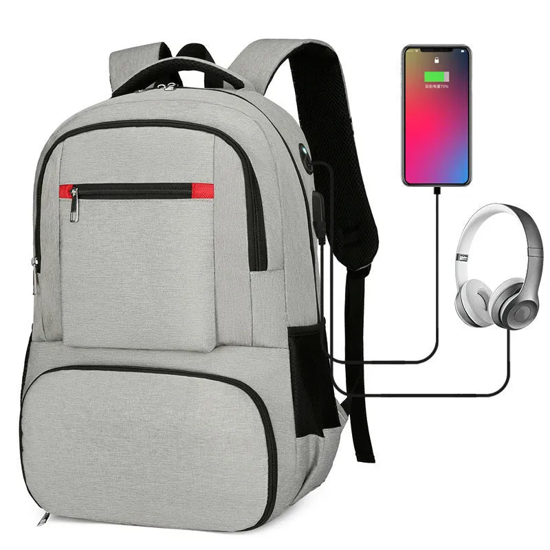 Oxford cloth insulated backpack with curved shoulder straps and multiple compartments