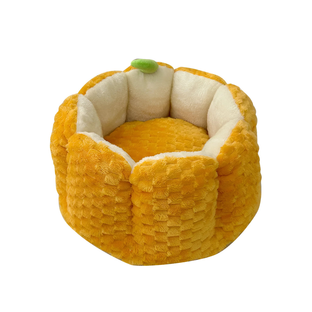 Halloween pumpkin-shaped pet nest bed for cats and dogs with removable cover in two sizes