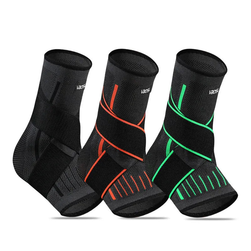 Ankle support sports pressure brace in black for basketball and running, single pack size M