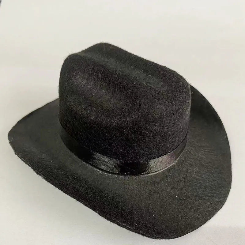 British-style cat cowboy hat with ribbon decorations in non-woven fabric