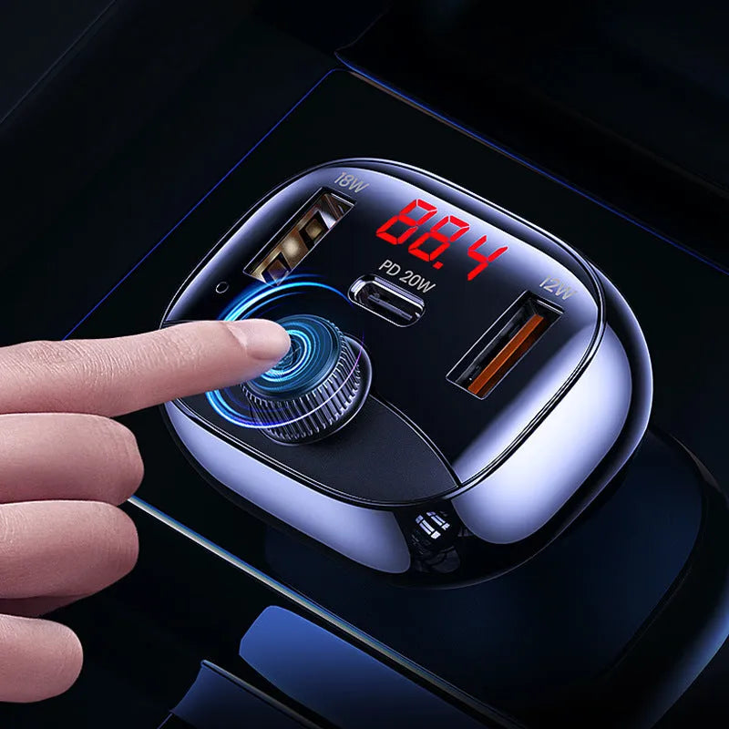Black Bluetooth receiver car cigarette lighter charger with USB output for 24V vehicles
