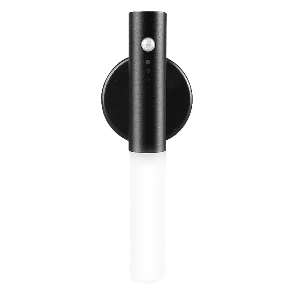 Auto LED USB magnetic wood night light with PIR motion sensor on wall, warm light
