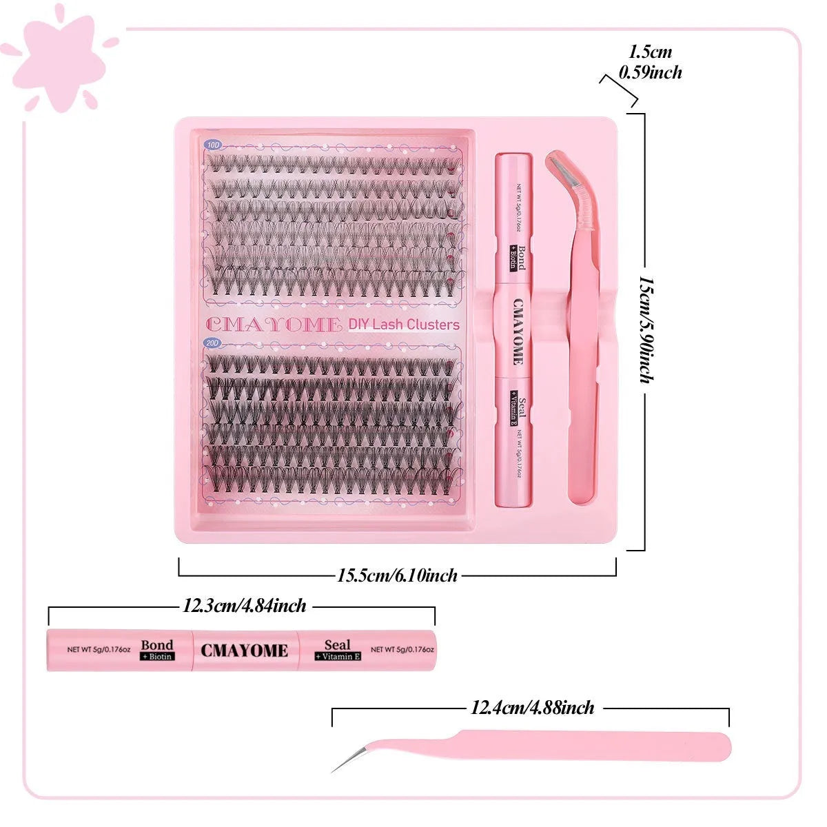 DIY single cluster individual false eyelashes in natural thick mixed split type style