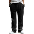 Men's loose fit striped high waist straight leg trousers in polyester fabric