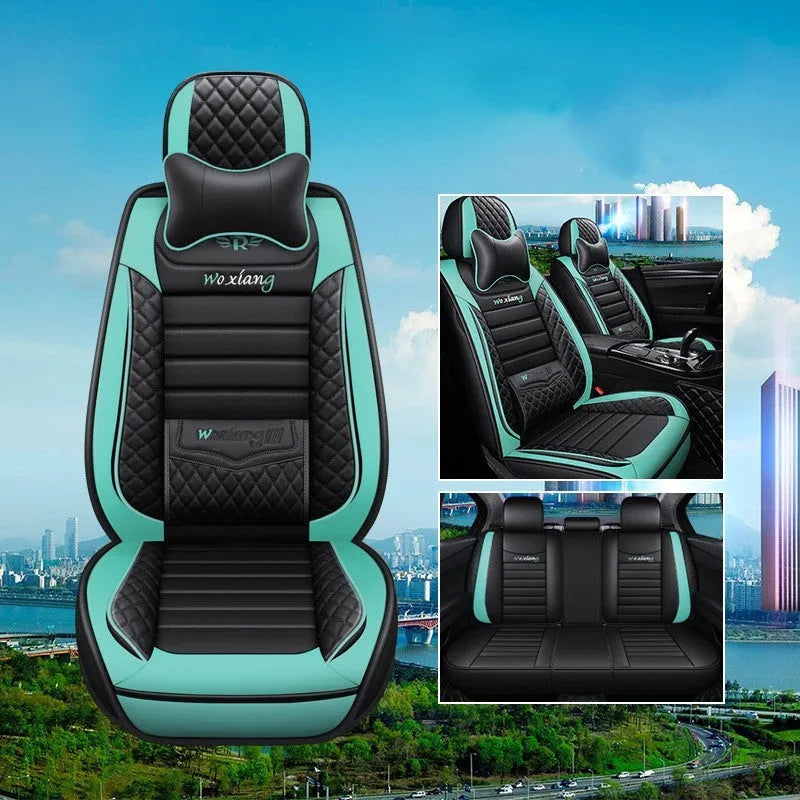 Red leather car seat cushion with high elastic sponge filler on a car seat.