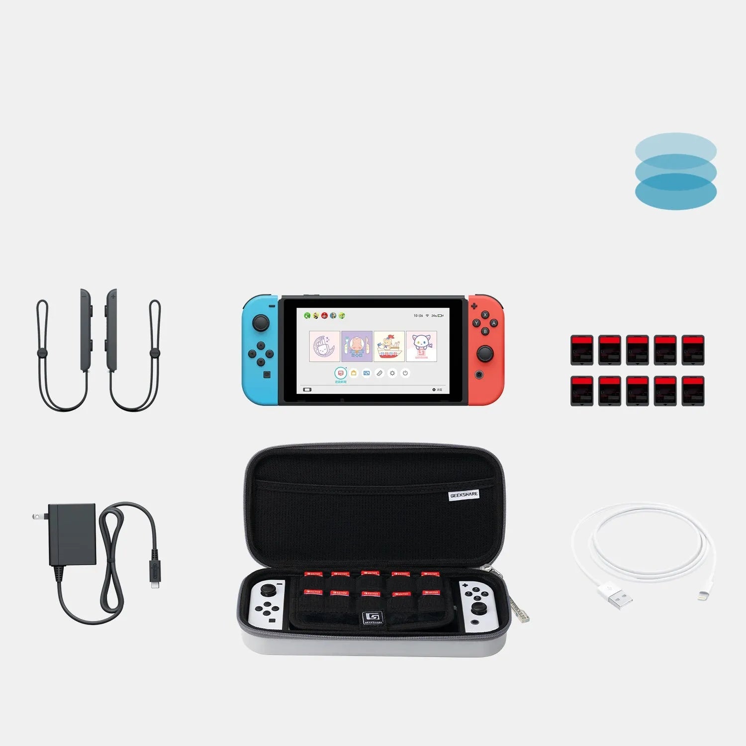 Large capacity clutch storage bag for Nintendo Switch consoles with game cartridge organisation