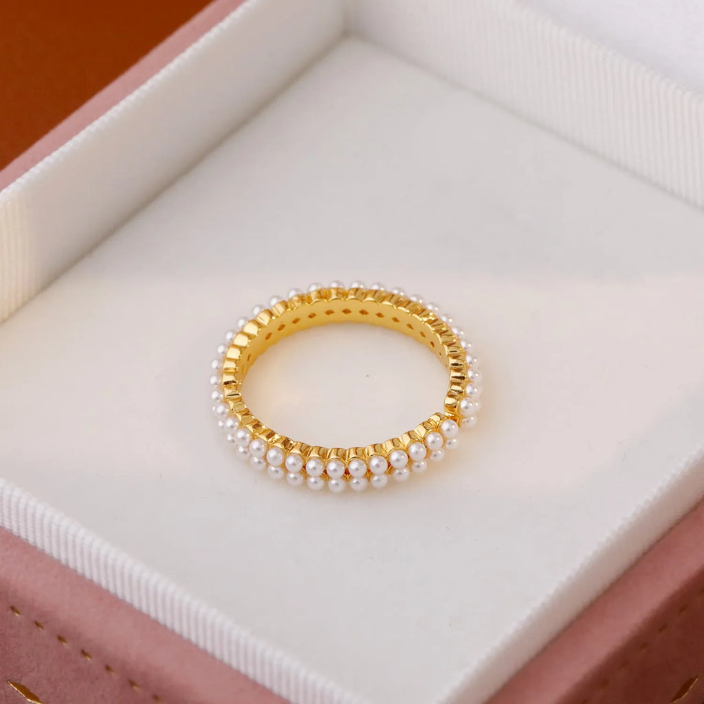 Gold electroplated copper geometry ring with open mouth design for women
