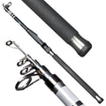 Black stainless steel retractable carbon sea rod in 2.4m to 3.6m lengths