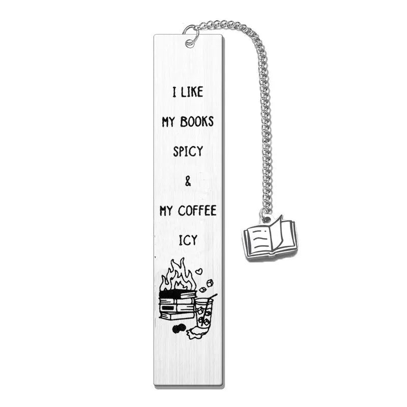 Stainless steel literary bookmark with tassel, presented in a gift box.