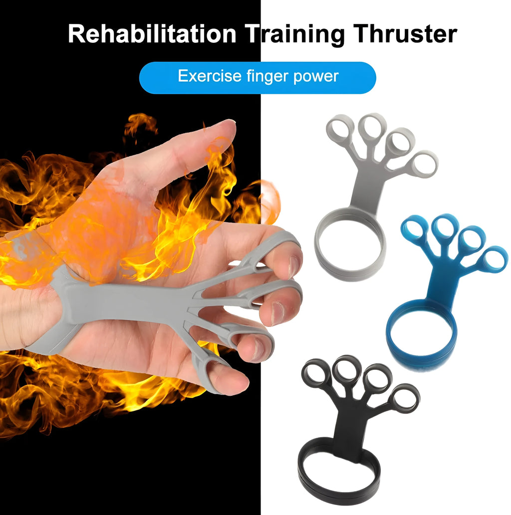 Silicone finger puller hand grip trainer in black with finger slots, 24g weight