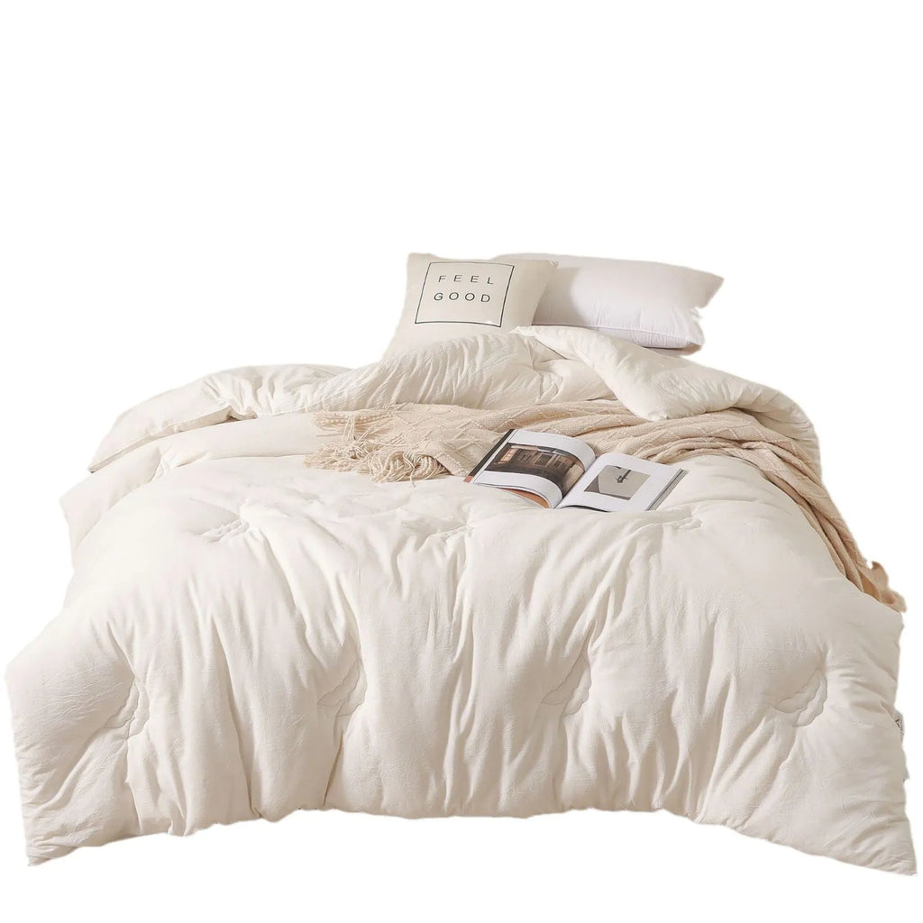 Soybean fibre pure cotton quilt in grey colour on bed