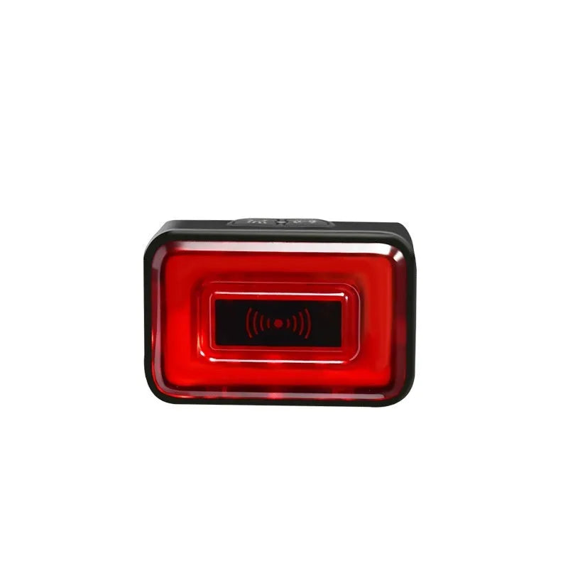 Smart radar detection bicycle tail light with double bracket mount showing Type-C charging port