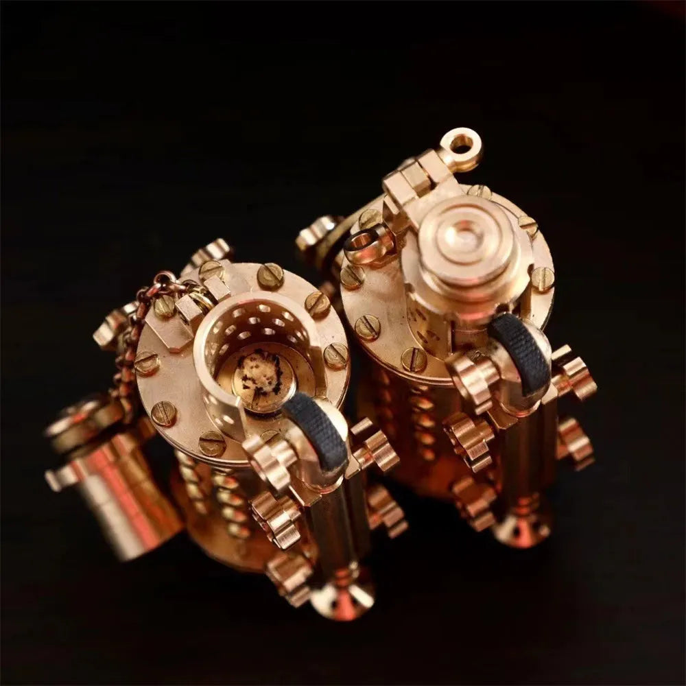 All copper handmade kerosene lighter with brass colour, mechanical punk style, shaft even design