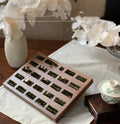 Walnut solid wood necklace display stand with Jiangnan ink painting bamboo design and multiple tiers