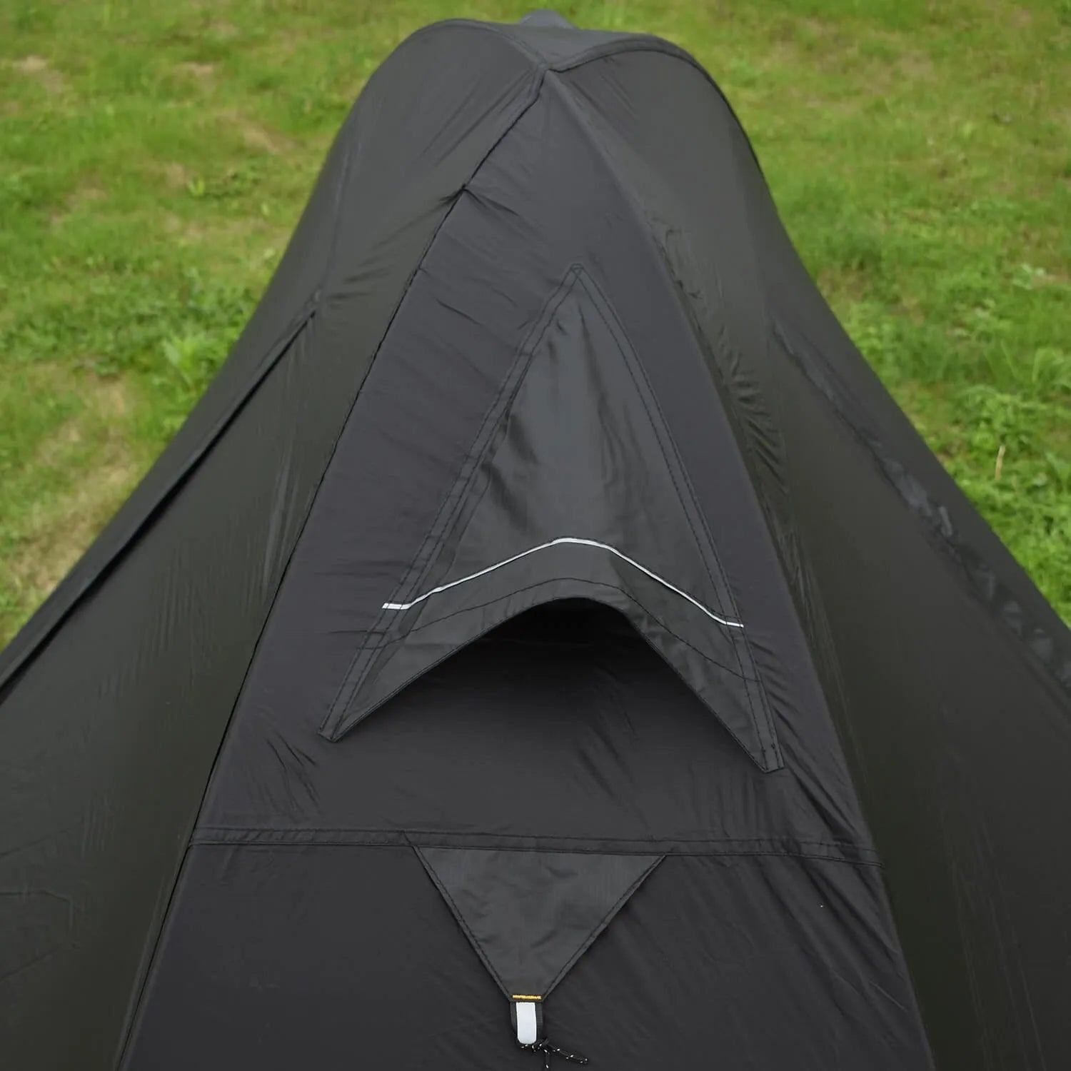 Single person tent with aluminium poles in red, black, or orange colour options, showing double-layer design