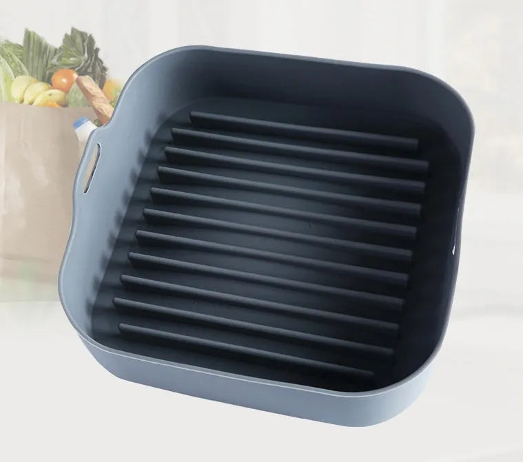 Reusable round silicone liner for air fryer 19cm nonstick BPA free dishwasher safe grey