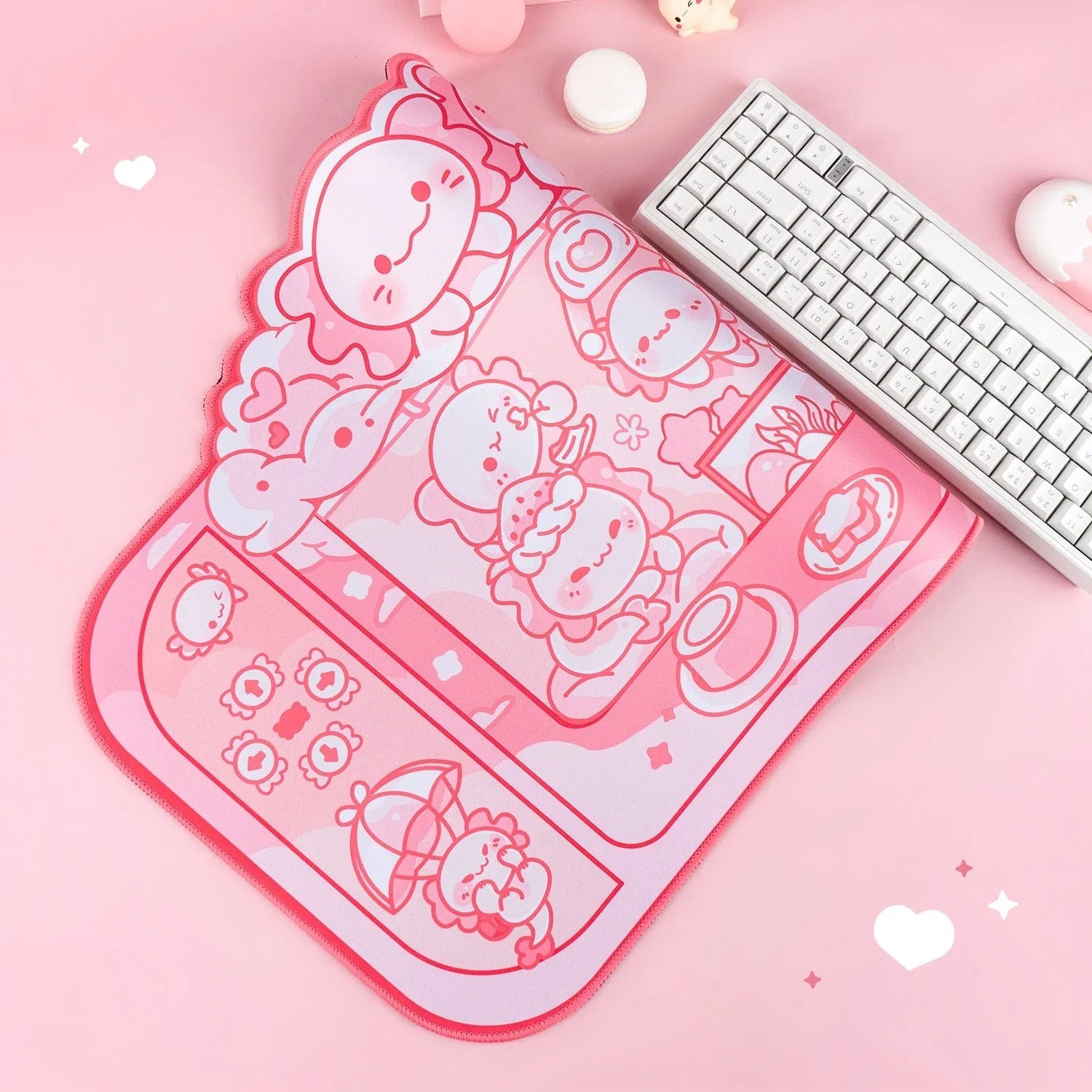 Hexagonal dragon crane machine anime pattern large mouse pad 75x40cm with wrist support