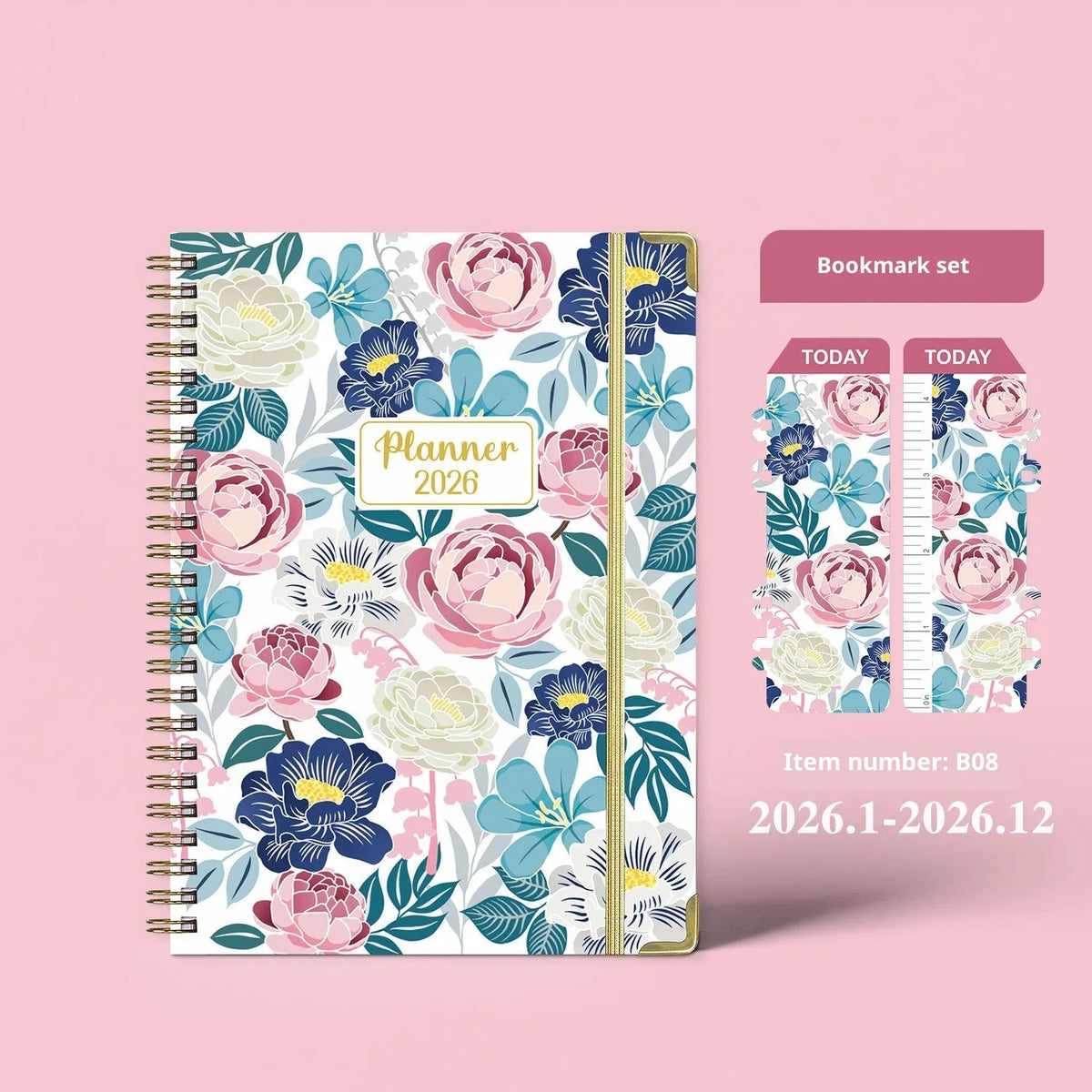 2026 A5 coil diary notebook with paper cover in eight colour options B08 B09 B10 B11 B12 B13 B14 B15