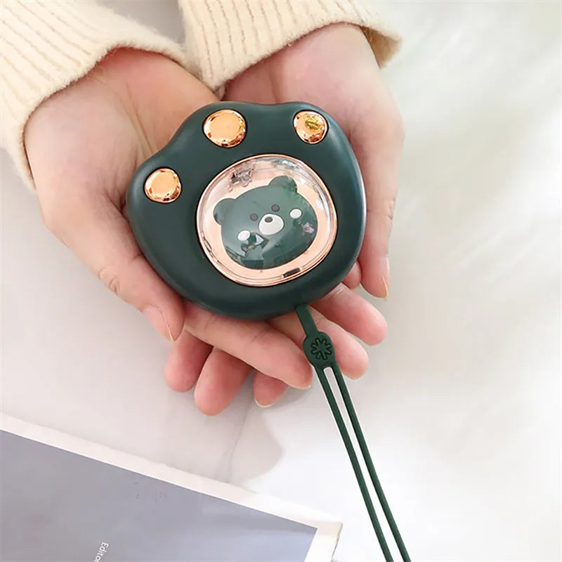 Mini electric hand warmer in cat paw shape, USB rechargeable, in white colour option, palm-sized