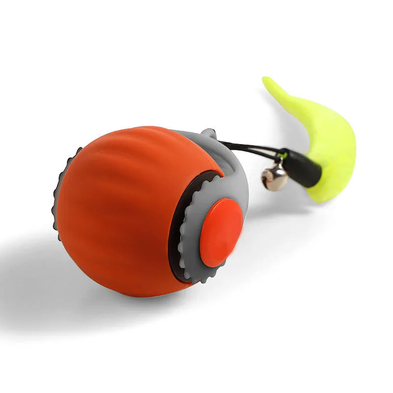 Automatic cat toy ball with gravity sensor and silicone tail attachment