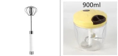 Semi-automatic stainless steel egg beater whisk with hand pressure rotating mechanism in silvery colour