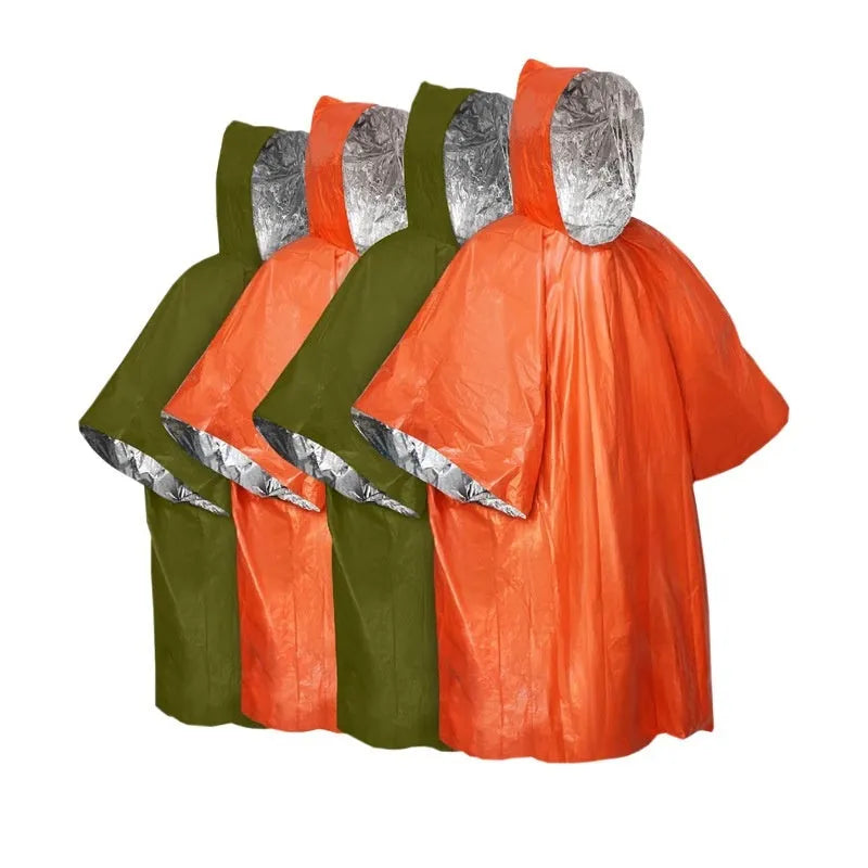 Marathon Wild Cross-country Raincoat in army green or orange colour showing 100x130cm dimensions
