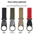 Nylon water bottle hanging buckle with webbing strap, 55g, in black, army green, khaki, or red